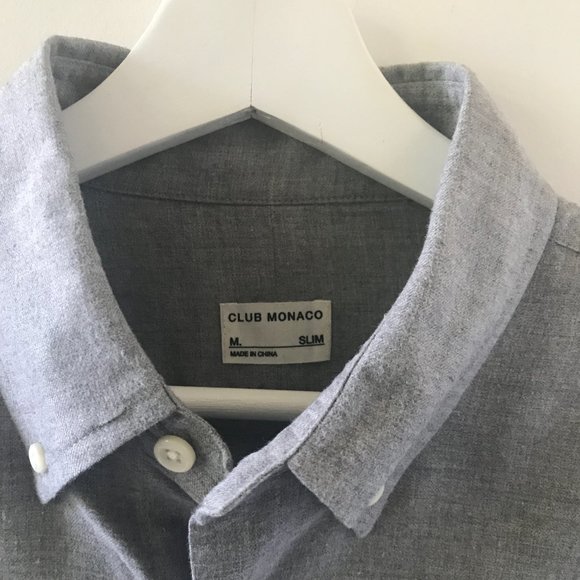 Club Monaco grey melange flannel shirt. - Picture 3 of 8